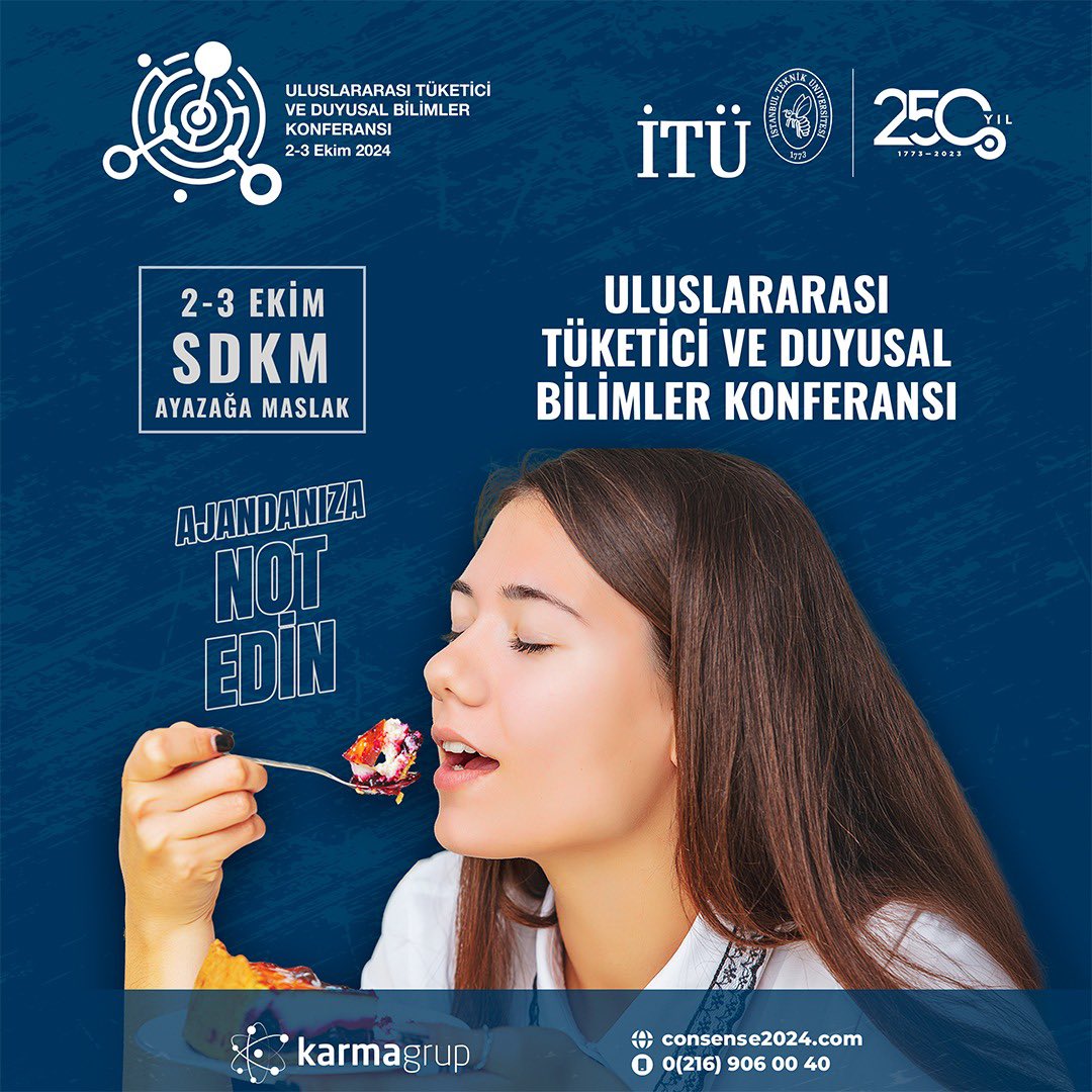 İstanbul Teknik Üniversitesi ev sahipliğinde düzenlenecek, Uluslararası Tüketici ve Duyusal Bilimler Konferansı’na tüm üyelerimiz davetlidir.

All our members are invited to the International Conference on Consumer and Sensory Sciences, hosted by Istanbul Technical University.