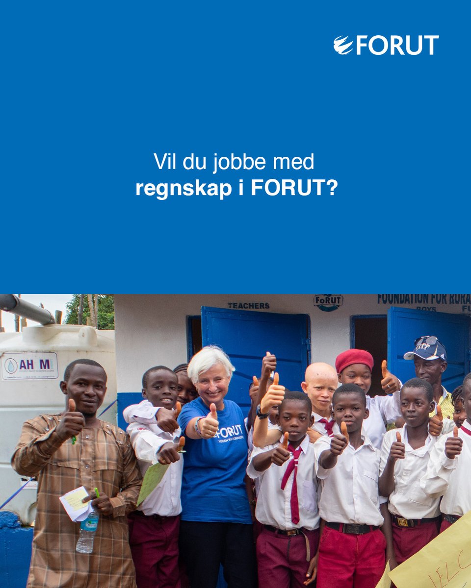 👋 FORUT søker regnskapsansvarlig. Vil du være med på å gjøre verden tryggere for barn?
👉 Se FINN-annonsen: finn.no/job/fulltime/a…