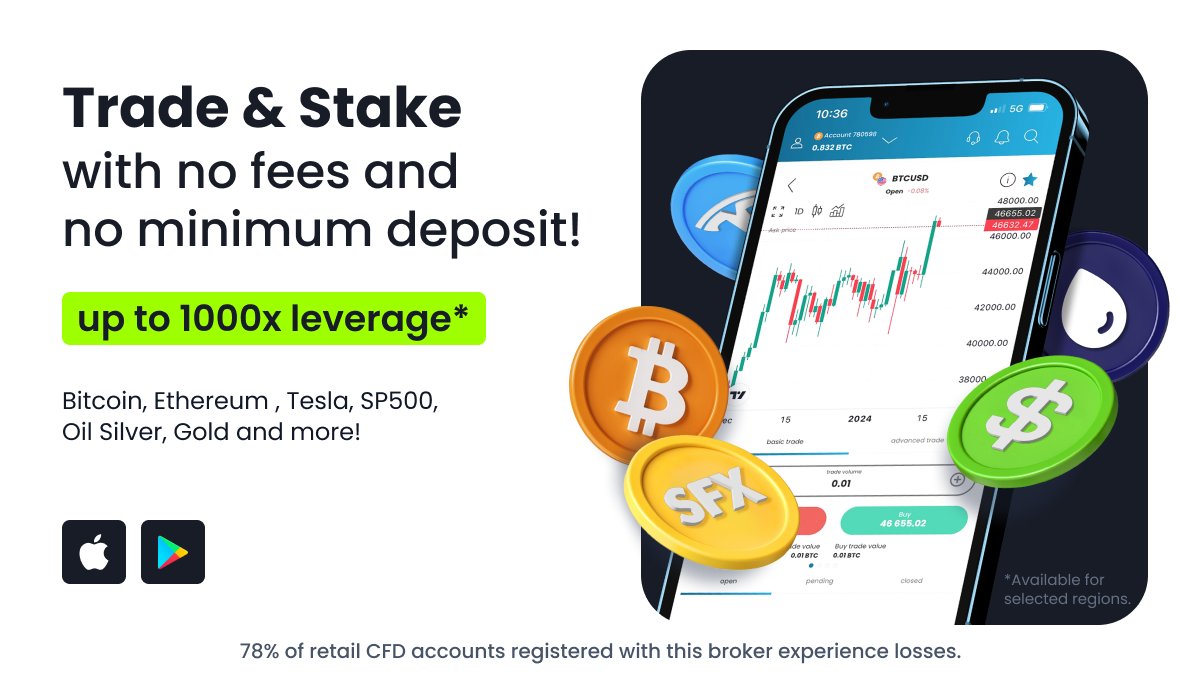 SimpleFXcom's tweet image. Welcome traders! 📲

Trade Bitcoin, Ethereum, Tesla, S&amp;amp;P 500, Oil, Silver, Gold and more! 📊

With SimpleFX you can Trade and Stake with no fees and no minimum deposits!

🚀 Leverage up to 1000x.
🔥A lucrative affiliate program.
📈50+ crypto payment methods.

Why our trading App…