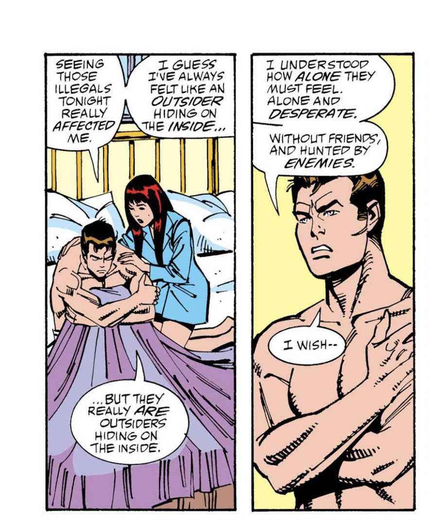 Remember when comics weren't "woke"
Spectacular spidey 137-138 1988 Conway and Sal on immigration. Comics have always had empathy at their core. 