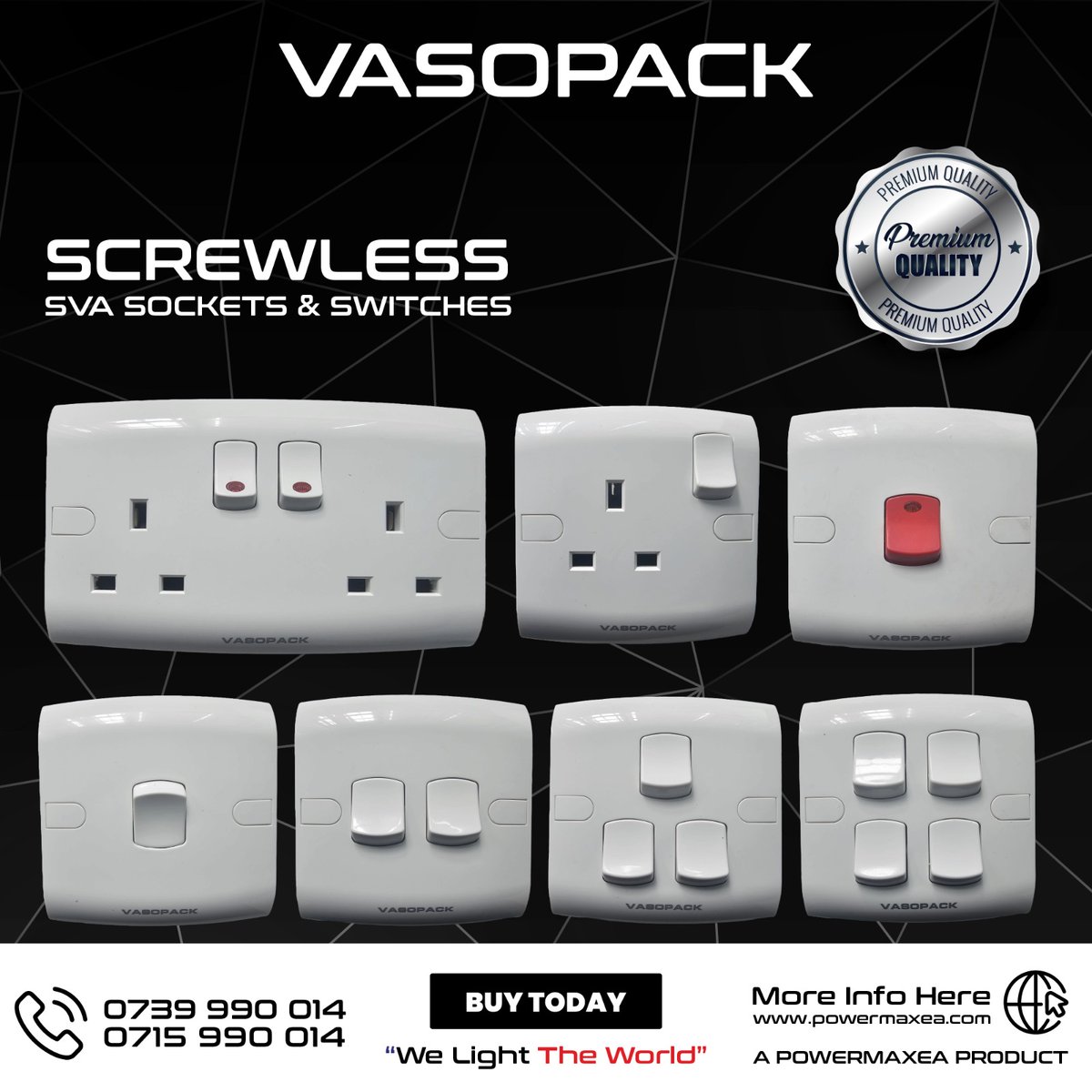 Upgrade with Vasopack screwless sockets and switches for a sleek, modern look. Perfect for stylish homes and offices. Transform your space today!