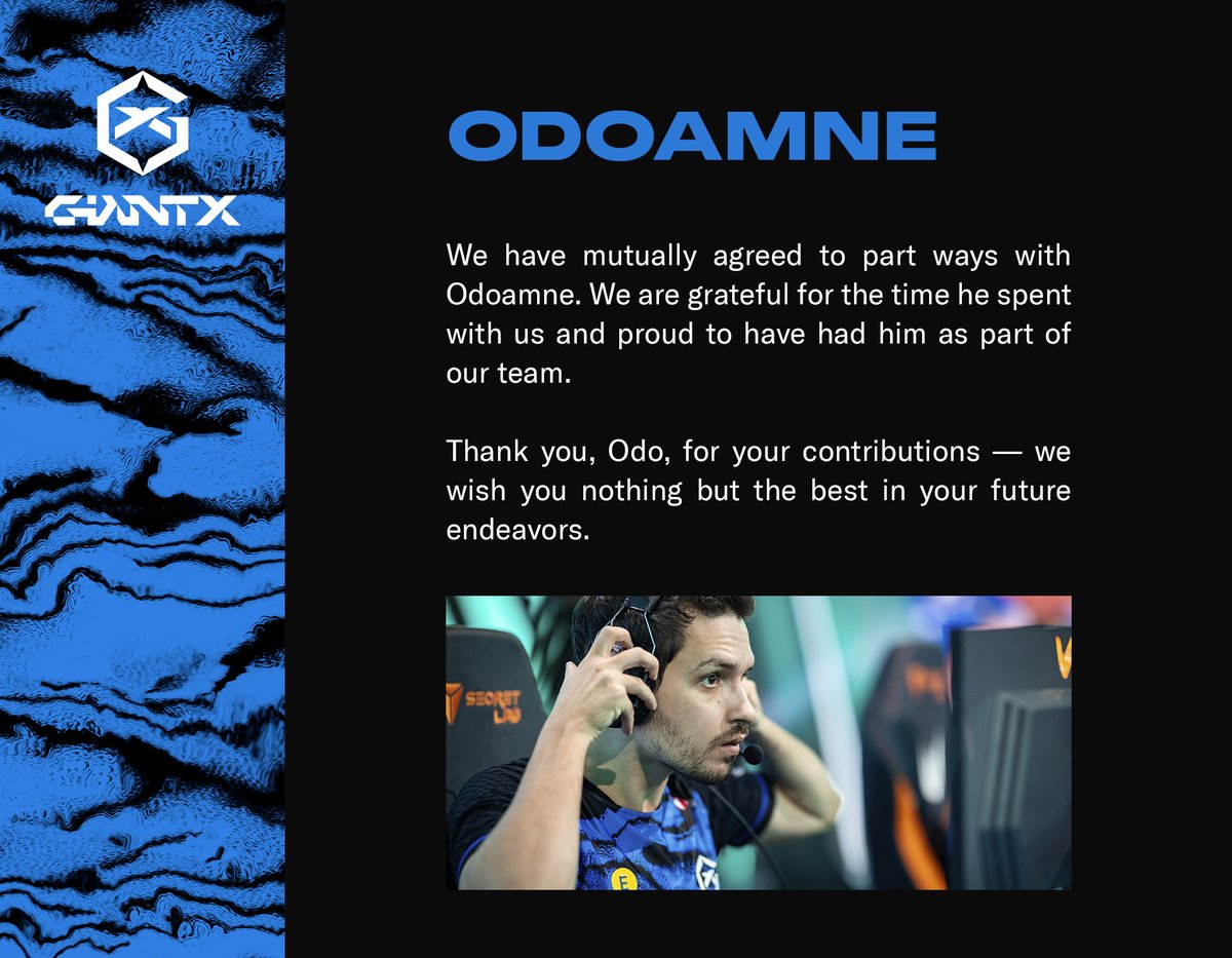 [閒聊] GIANTX 推特 Odoamne 離隊
