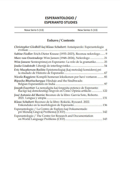 Aperis la ĉi jara kajero de la fakrevuo Esperantologio / Esperanto Studies! Se vi volas lerni pli pri sentesprimoj, kompilado de vortaroj kaj Esperantistoj en Barato, EES havas interesan enhavon por vi: interlingvistiko.net/interlingvisti…