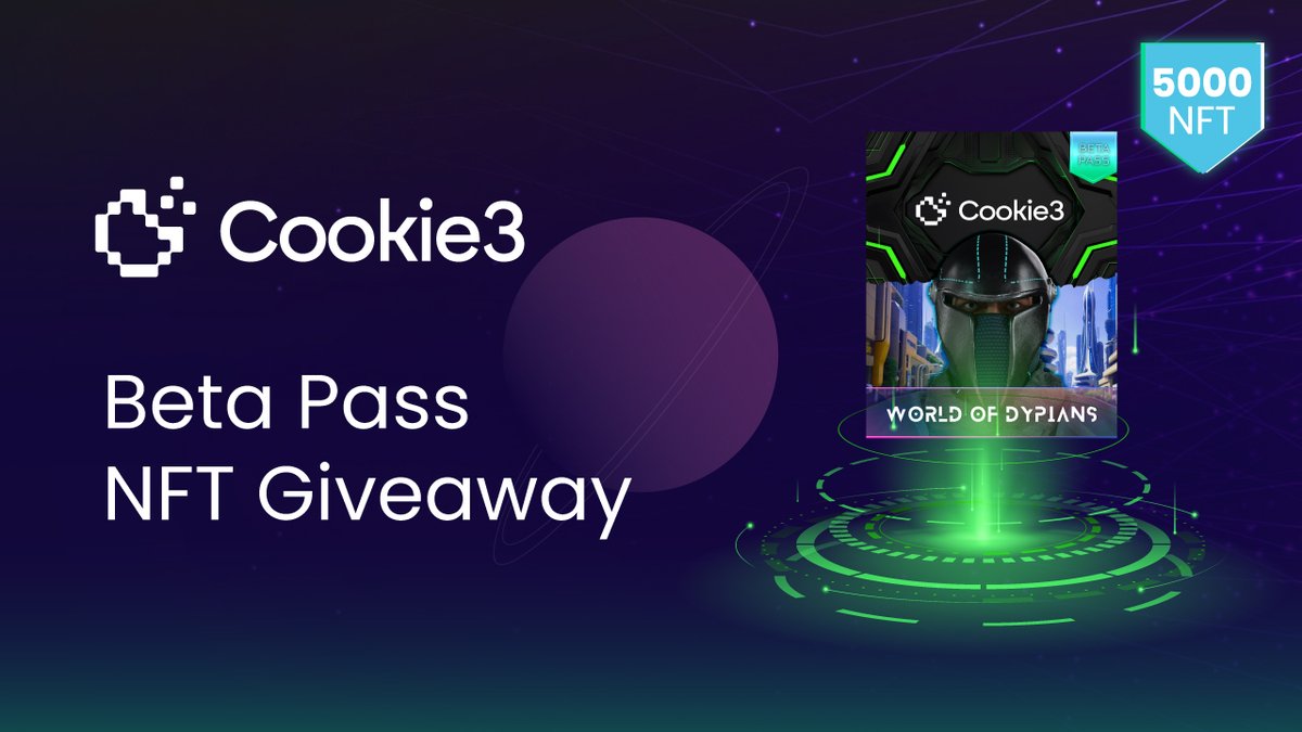 worldofdypians's tweet photo. 🎁 #Giveaway: 5,000 Cookie3 Beta Pass NFTs!

How to enter:
✅Follow @worldofdypians &amp; @cookie3
✅Like &amp; RT this post
✅Create a gaming account

Join now: https://t.co/KnQwtD7WSt

Unlock the Treasure Hunt event &amp; compete for $20,000! 💎 https://t.co/hlSxMHb72x
