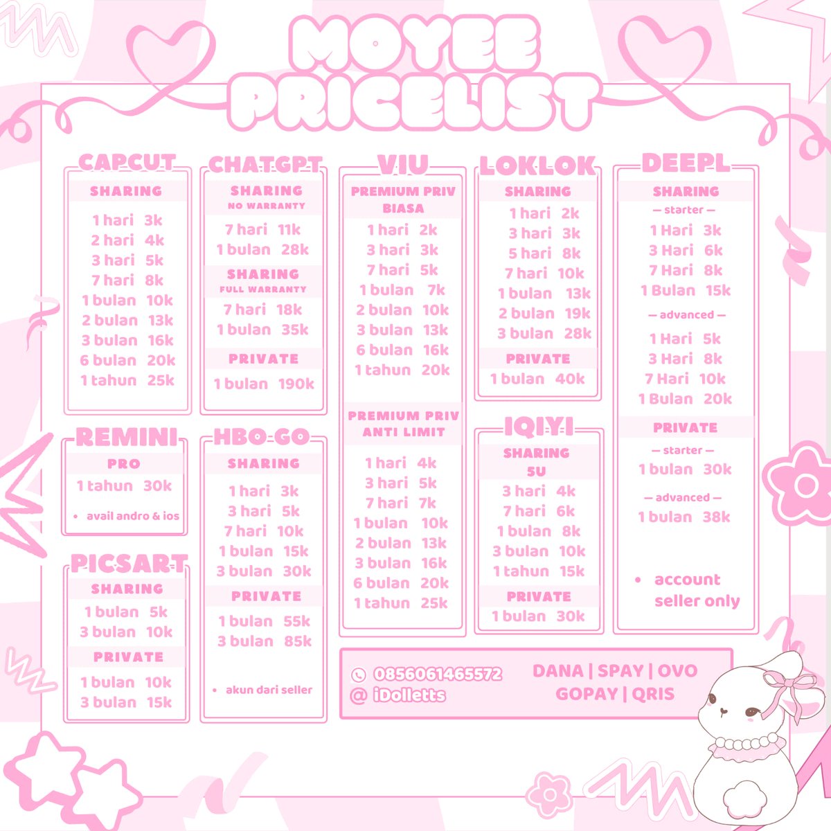 dimplesize's tweet photo. @L12024Leith adaaa di @iDolletts kak❕️trusted 1000% sat set sat set sigma bgttt pkoknya 🗯 bisaa cus langsung klik wassaf nya kak 😆🫵🏻
ㅤ
📨 https://t.co/ryipEHSU2p
💳 avail all e–wallet &amp; QRIS https://t.co/hCgQ4LLid9