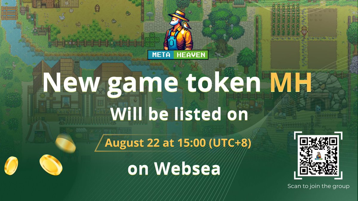 ＃Meta Heaven🔥🔥🔥
重回在即，游戏新代币MH已于今日15:00上线交易市场，开盘至此时上涨905%🤙🤙🤙
Meta Heaven全新的游戏系统很快就与大家见面了💥💥💥