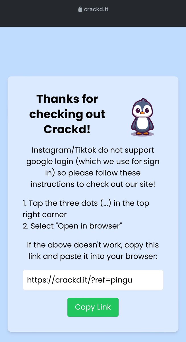 Looks like Google oauth doesn’t work in the TikTok or insta browser. Guess this is our temporary fix for now 🤷‍♂️