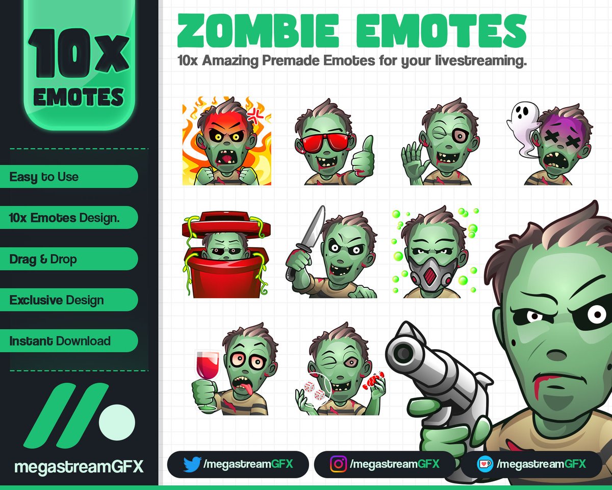 MegastreamGFX's tweet photo. Zombie twitch emotes 🧟🧟‍♀️

Can directly check the details at this link ⏬⏬
https://t.co/U5yZJSTyed?

And get the best promo every day!
Come on 😎

#graphicdesigner #logo #twitch #opencommissions #AnimatedEomtes #twitchemotes #chibiemotes #Sticker #Emotes #cuteEmotes #digitalert https://t.co/2Hr0l2Euts
