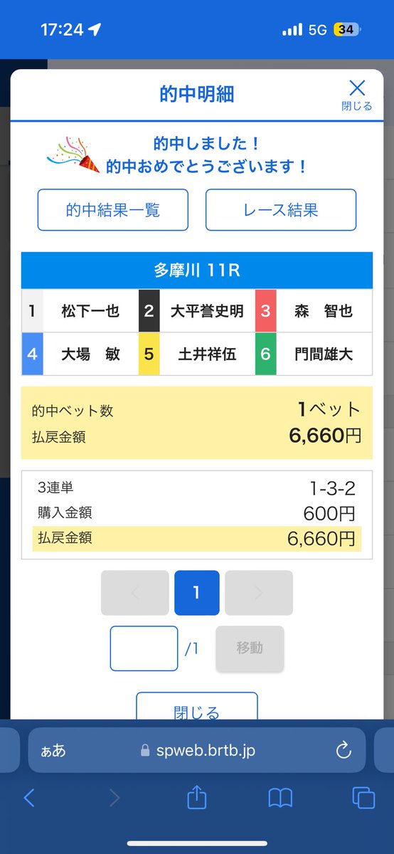 hangingmonkey1's tweet photo. @renji_boatrace 完璧でした！！ありです https://t.co/hOJ5qvfCKo