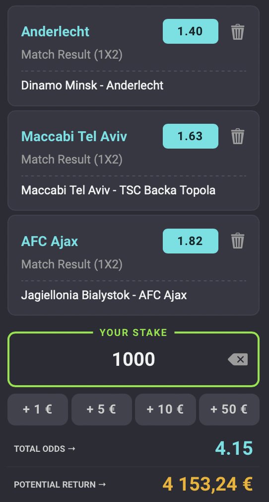 Odds_Factory's tweet photo. 🇪🇺⚽️ We're trying 3 #EuropaLeague qualifiers for our Thursday triple 😃 Wins for Anderlecht, Maccabi Tel Aviv and Ajax = Odds of 4.15 🫰💷 #Odds #Coolbet https://t.co/DuXMwMUWjY