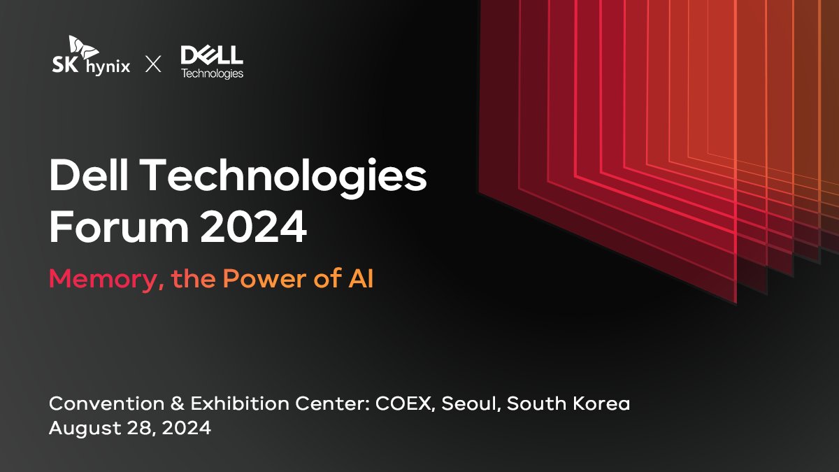 SKhynix's tweet image. @SKhynix, the memory leader, is joining @DellTech Forum 2024 on August 28 at COEX, Seoul!
Under "Memory, the Power of AI," we’ll showcase #HBM3E, #CMM-DDR5, and #LPCAMM2.
Discover how our tech boosts AI potential in #HPC, Big Data, and Data Centers!
#SKhynix #Dell
