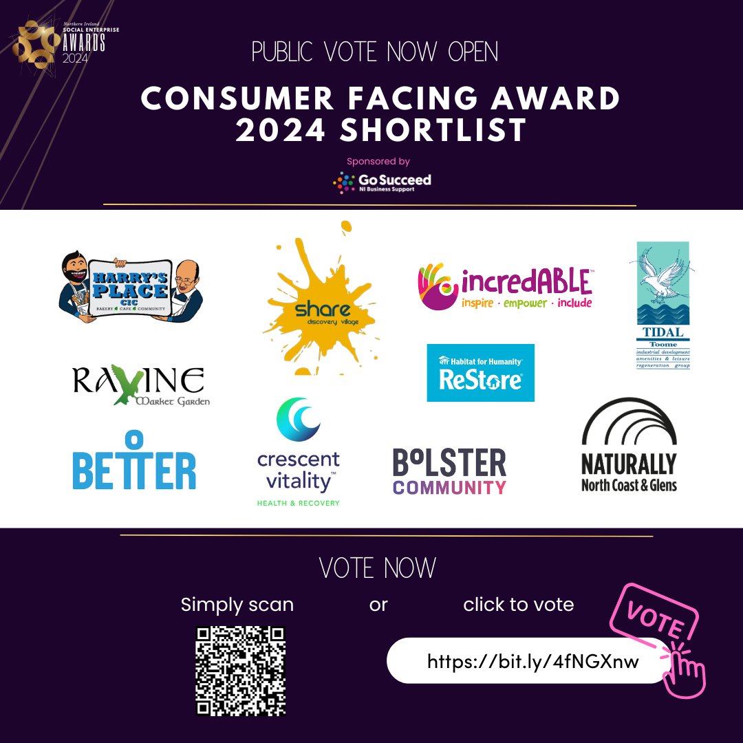 socentni's tweet photo. ✨ CONSUMER FACING AWARD ✨

Voting for the 2024 Consumer Facing Award is NOW OPEN! 🎉 Explore the incredible finalists and cast your vote for your favorite! 🗳️

Don't miss out—voting ends on August 27th at midnight.

Vote now! 🔗 https://t.co/qSb0LfwzXx

#SocEntNIAwards24 https://t.co/4PfkhhDJHD