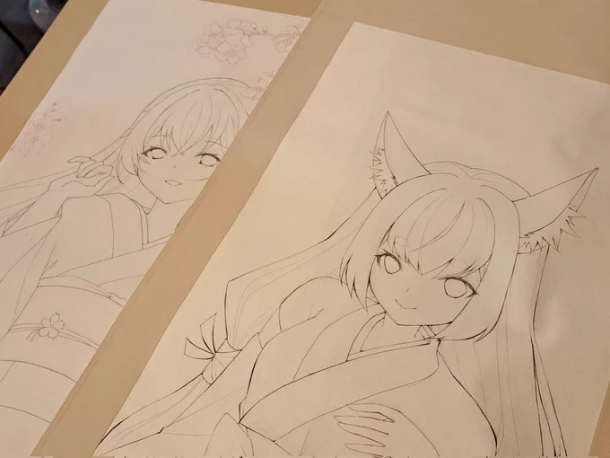線画できたので撤収しましたー明日から塗りがんばる…(;'д`)#ときめぐり展 