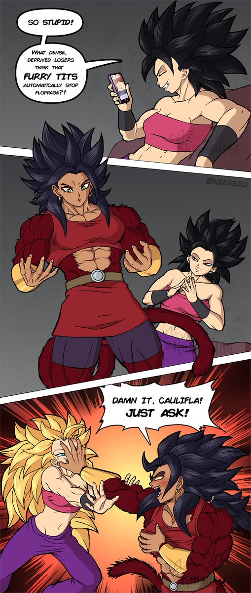 Take it from women! Furry boob bras make no sense, but at the same time neither does SS4 having their nips disappearing. 
Oh well, aliens everyone! 

Drawn by Ashetoret, coloured by <a href="/KalmaHine/">ᴇᴍᴍɪ</a> 

#Kale #Caulifla #CauliKale #DragonBall #DragonBallSuper #Fanart