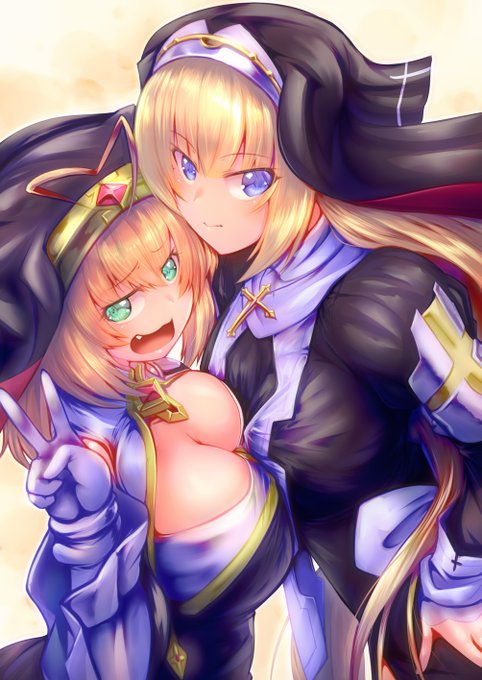 #女の子のピースを見せ合うタグ 