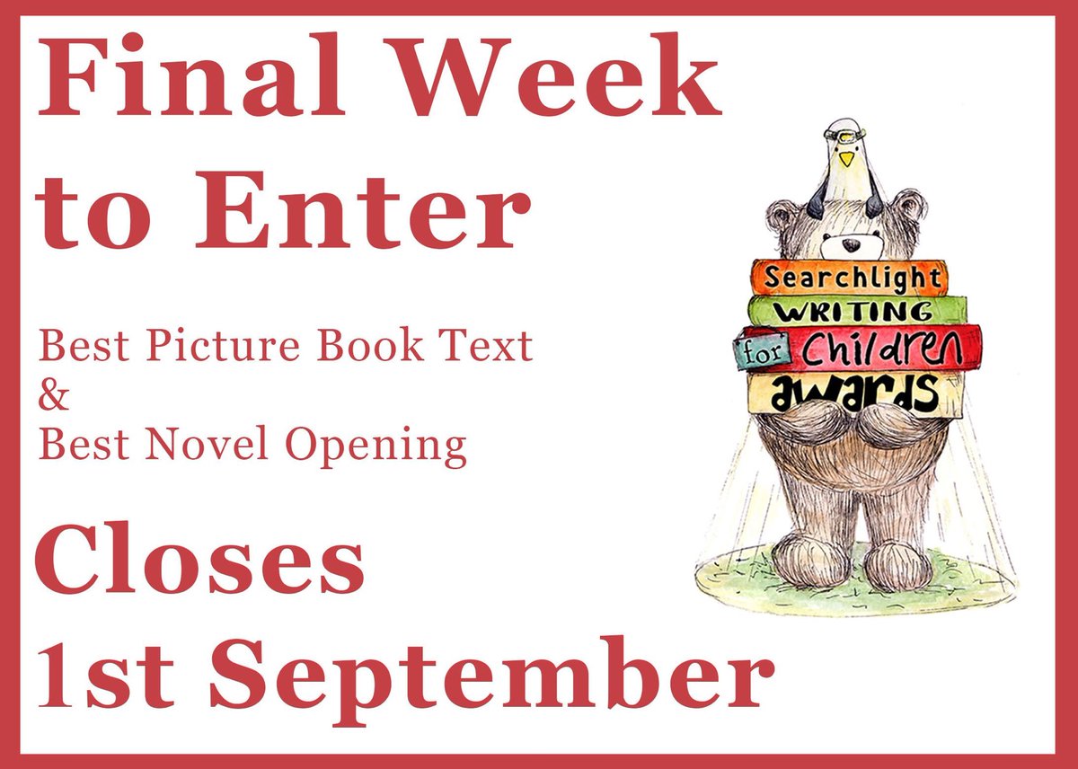 Could you be our winner?
Just over one week left to enter  - go for it! 

Please share with your writer friends. We don’t want anyone to miss the deadline. Thank you!

searchlightawards.co.uk/competitions/

#WritingCommunity