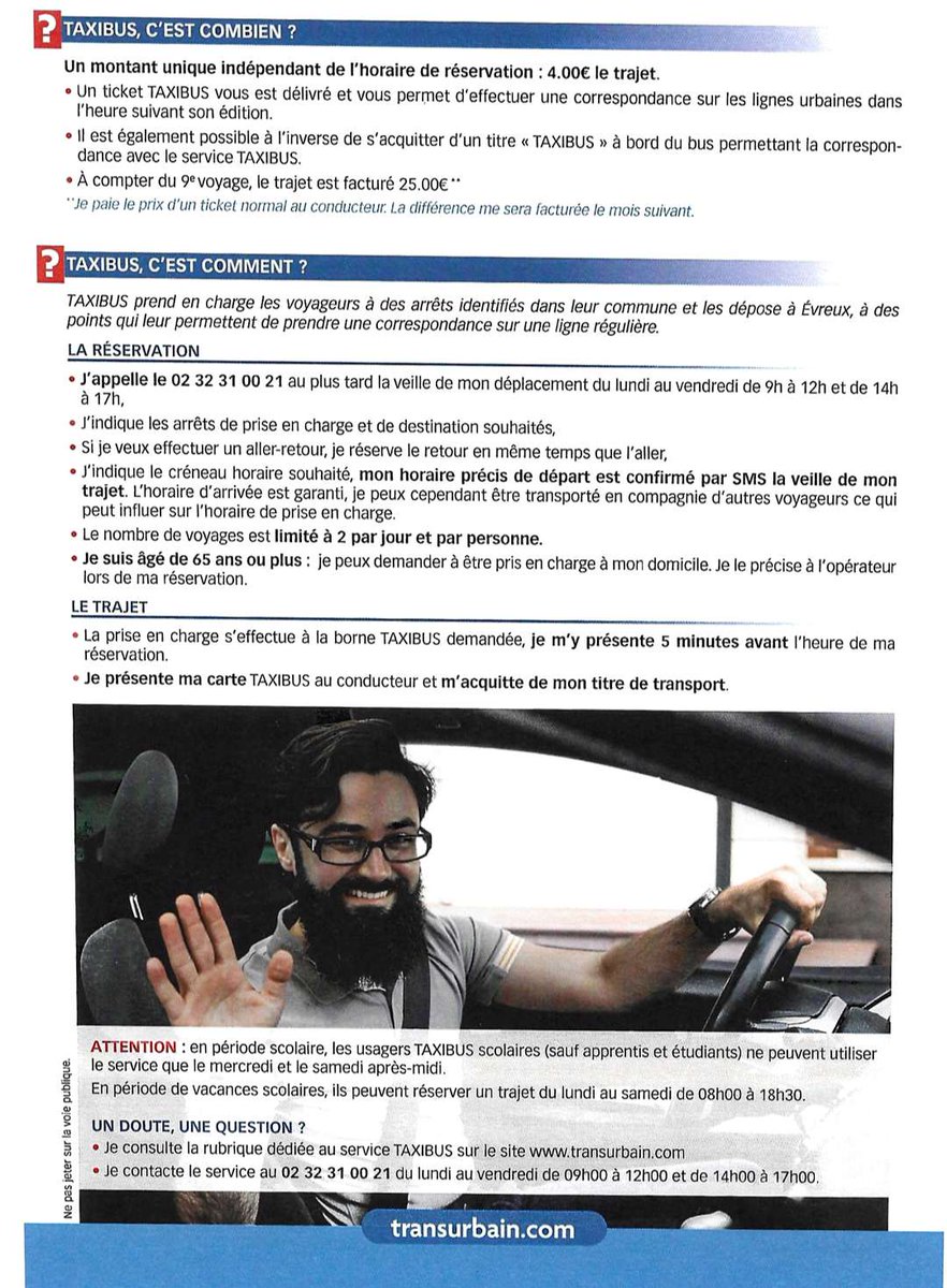 LevavasseurK's tweet photo. ℹ️ #TAXIBUS
Du lundi au samedi de 8h à 18h30 ( hors jours fériés) pour 33 communes dans l'#Eure qui ne sont pas desservies par le réseau de lignes #Transurbain.
Formulaire d'inscription sur : https://t.co/rLzds9ubvU
Pour plus de renseignements : 02 32 31 00 21. https://t.co/hkclGWaLyJ