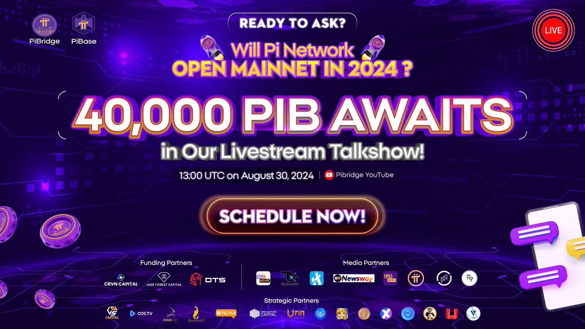 PiBridgeOrg's tweet image. 🔥 JOIN OUR TALKSHOW:  YOUR CHANCE TO WIN A 50,000 PIB TOKEN AIRDROP! 🔥

 ⏰ Mark your calendar for 13:00 UTC on August 30th to join the talkshow and get your airdrop at THIS LIVE LINK:  youtube.com/live/vZ3hwsAla…

✨ 30,000 PIB TOKENS (500 PIB/question):
👉🏻Ask your questions in…
