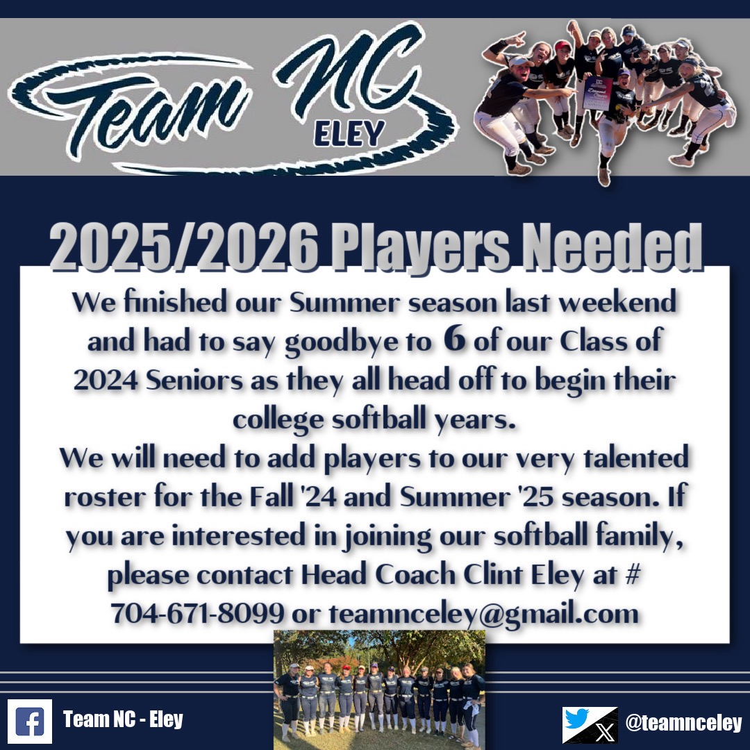 We are looking for one more to join our Softball family!!