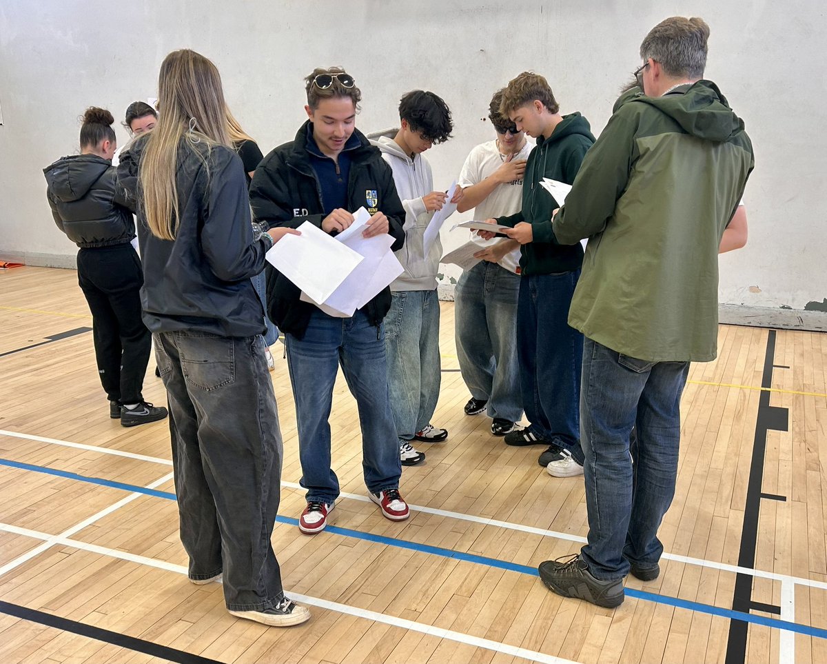 Excitement in the gym this morning as our Y11 students collect their GCSE and BTEC results. #GCSEResults2024 #Getin!