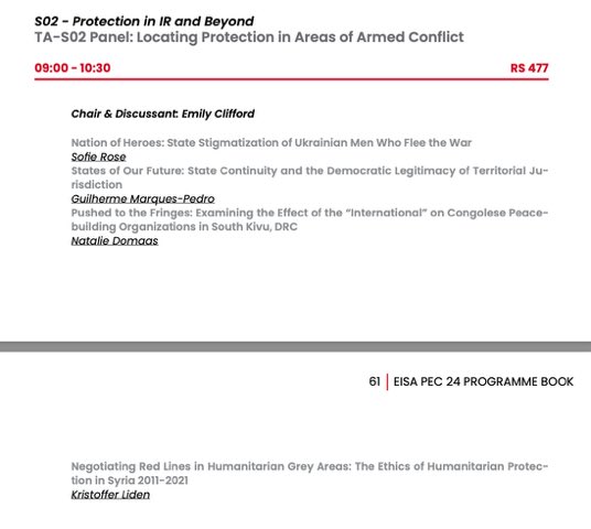 Excited to be in Lille for #EISAPEC24 next week! There is something from the Protection in IR and Beyond section on each day. See below for details - come along and think / discuss #protection with us!