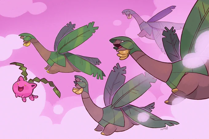 flying banana dinos#pokemon #tropius#hoppip 