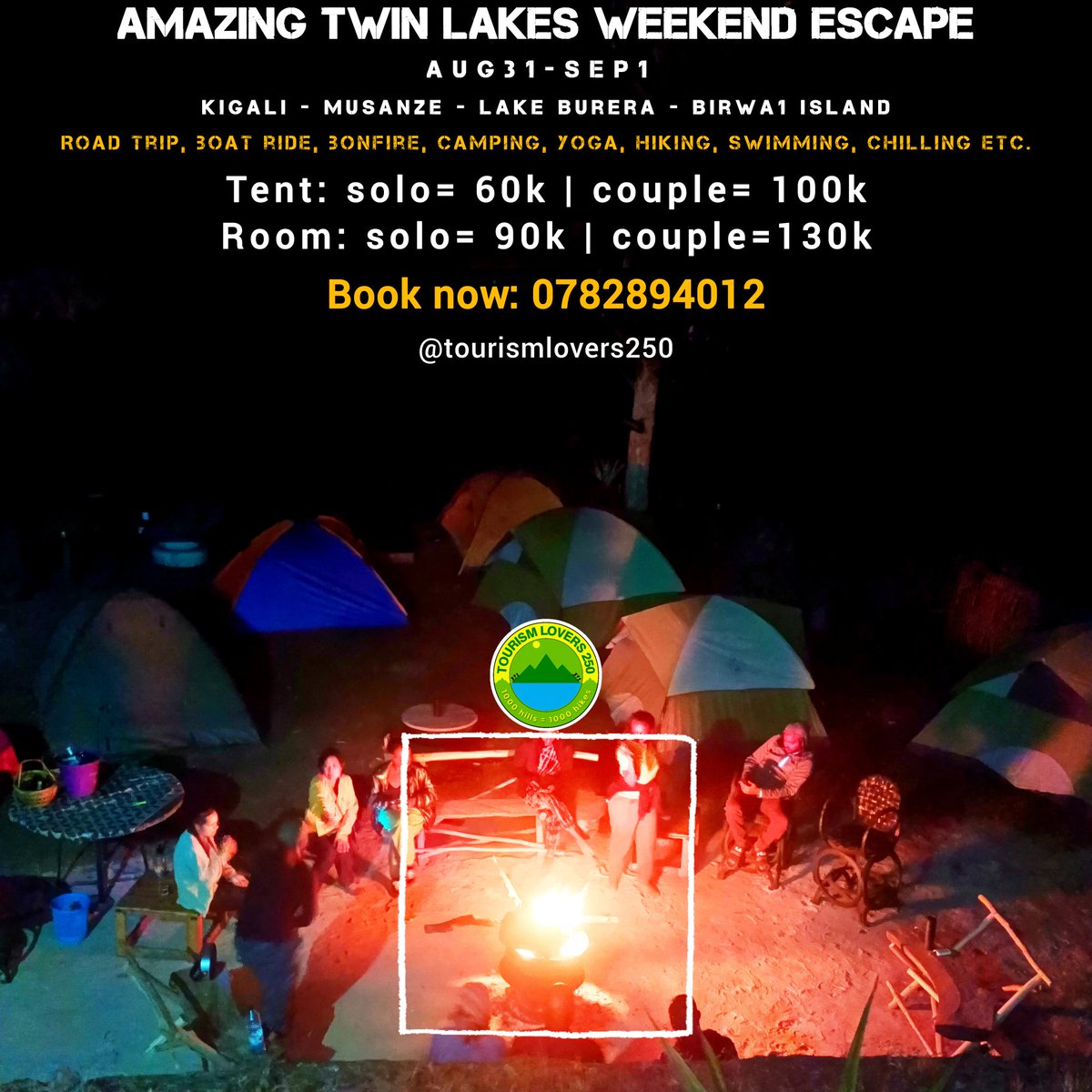TourismloversRw's tweet image. Our next camping 🏕️ weekend trip @FramaAdventures is coming this Aug31-Sep1. Whatsapp us now +250782894012 to book and join us.
#beautifulmoments #amazingtrip #funvibes #camping #campinginrwanda #swimming #bonfire