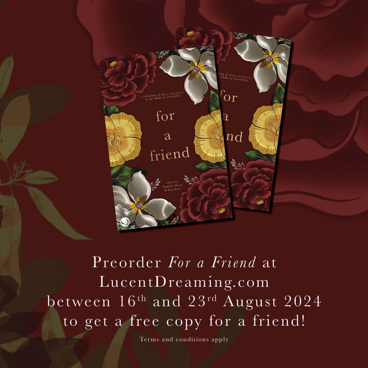 It's the last day to take advantage of this offer! Get an additional free copy of our new anthology 'For a Friend' when you preorder! 📚
lucentdreaming.com/product-catego…