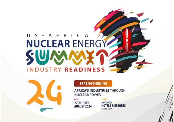 nuclearkenya's tweet photo. Countdown to the #USANES2024!!

We're just days away from the 2nd U.S-Africa Nuclear Energy Summit; 27th-30th August. 
Africa’s industrial readiness, nuclear financing, and the vital role of women and youth in the energy sector to be discussed. 

#USANES2024 
#Nuclear4KE https://t.co/Uo0hcL6Nmt