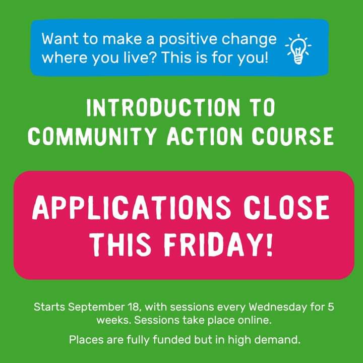 📢 A huge thank you to those who applied, shared or shouted about our free Community Action Cours.
There was huge interest so applications will close THIS FRIDAY (23 August) at 4pm  edenprojectcommunities.com/events/communi…