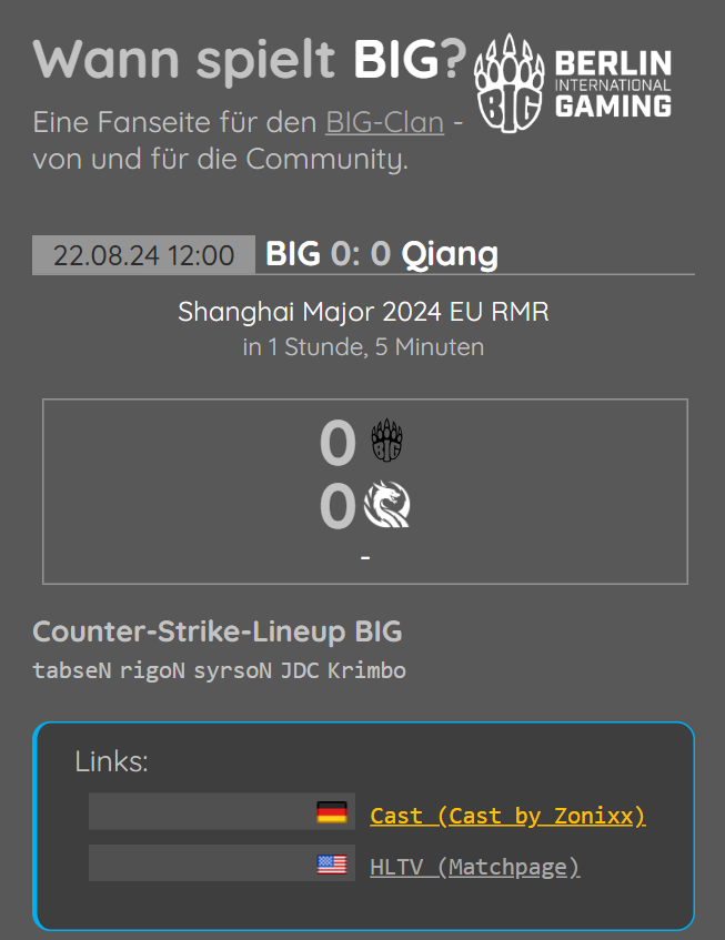 Roaring Bears e.V. (@roaring_bears) on Twitter photo High-Noon im RMR qualifier.
Ab 12 gibt's nochmal ein Bo1 im 1-1 Matchup.
Danach geht's in die Bo3!
Also nochmal schnell nen Espresso rein <a href="/syrsoNCS2/">Florian Rische</a> <a href="/JDC_CS/">Jon de Castro</a> <a href="/KrimboCS/">Krimbo</a> <a href="/tabseNcs/">tabseN</a> <a href="/rigoNcs/">rigoN</a>.
#GoBIG High-Noon im RMR qualifier.
Ab 12 gibt's nochmal ein Bo1 im 1-1 Matchup.
Danach geht's in die Bo3!
Also nochmal schnell nen Espresso rein <a href="/syrsoNCS2/">Florian Rische</a> <a href="/JDC_CS/">Jon de Castro</a> <a href="/KrimboCS/">Krimbo</a> <a href="/tabseNcs/">tabseN</a> <a href="/rigoNcs/">rigoN</a>.
#GoBIG