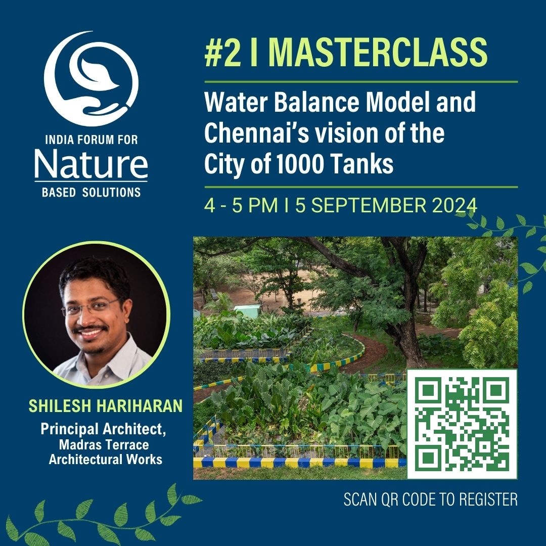 WRI Cities India (@wricitiesindia) on Twitter photo 📢REGISTER NOW | #NbS4India Masterclass
The India Forum for Nature-based Solutions invites you to join a webinar on "Water Balance Model and Chennai’s vision of the <a href="/Cityof1000Tanks/">City of 1000 Tanks</a>" with Shilesh Hariharan
🗓 5th September
⏲ 4 - 5 PM
Register here: bit.ly/3yBWLcC 📢REGISTER NOW | #NbS4India Masterclass
The India Forum for Nature-based Solutions invites you to join a webinar on "Water Balance Model and Chennai’s vision of the <a href="/Cityof1000Tanks/">City of 1000 Tanks</a>" with Shilesh Hariharan
🗓 5th September
⏲ 4 - 5 PM
Register here: bit.ly/3yBWLcC