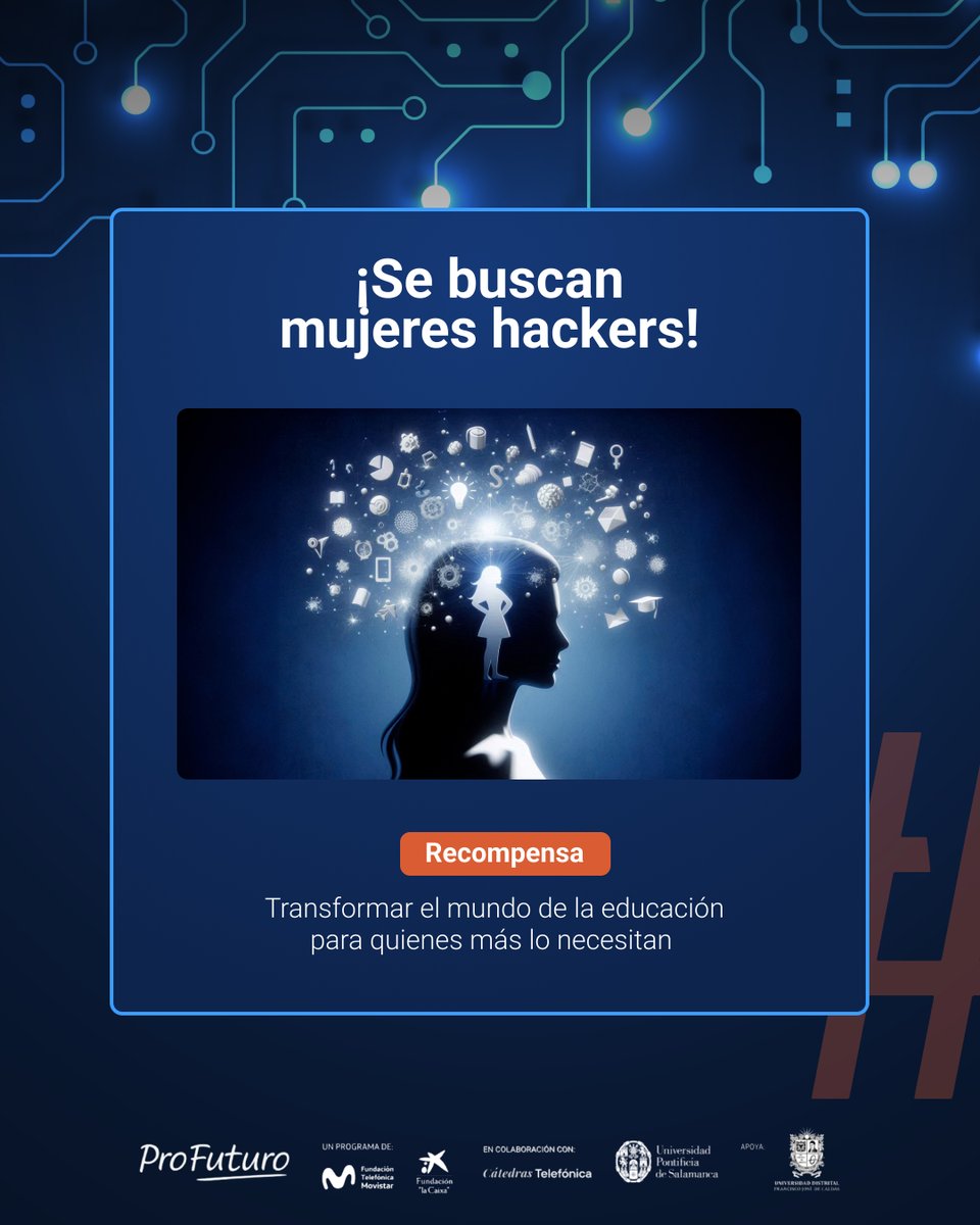 ProFuturo_'s tweet photo. 🚨 ¡ATENCIÓN! 🚨
🔍 Estamos en la búsqueda de personas que quieran transformar la #educación por medio de la #tecnología y la #IA. ¿Cómo? Fácil, inscribiéndose en la nueva edición de #hack4edu.
👣 Mas pistas en https://t.co/Y2NhR4frEi
#EducarTransforma https://t.co/pNHcGzIylT