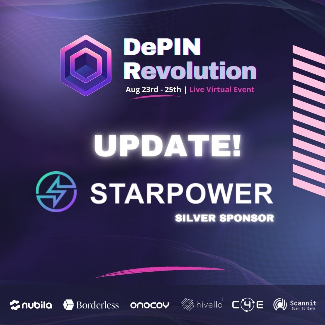 hotspotty's tweet image. Welcoming Our New Silver Sponsor!

We're happy to announce @starpowerworld as a Silver Sponsor for #DePINRevolution2024! 

Their support is helping us bring this event to life, and we can't wait to showcase their contributions.