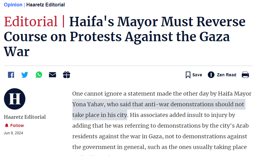 LYMFHSR's tweet photo. "La maire de Haifa est une gentille gauchiste donc interdit de critiquer"
Dans le monde réel, la maire de Haifa a perdu les élections en février dernier, le maire actuel s'oppose aux manifestations contre la guerre dans sa ville. Les faits ne semblent pas avoir d'importance. https://t.co/N5WkgoOms9