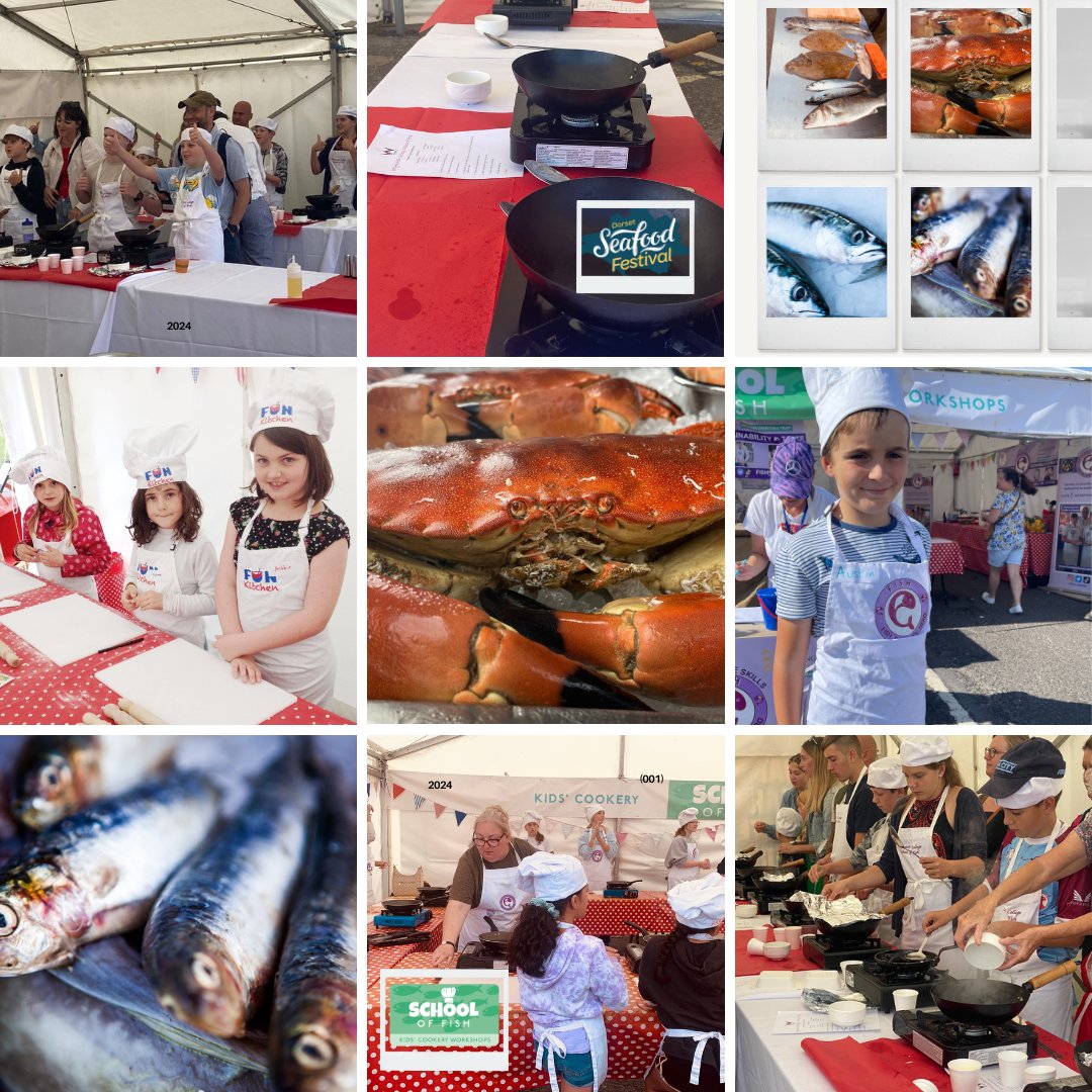 DorsetSeafood's tweet photo. Our FREE School of Fish Cookery School is sold out now. Just a few spaces available on Sunday 8th for under 8's at 2pm. We do reserve a few places for people to book on the day - so please do check over the weekend of the Festival. Thanks to @weymouthcollege https://t.co/HDYFb9Jau4