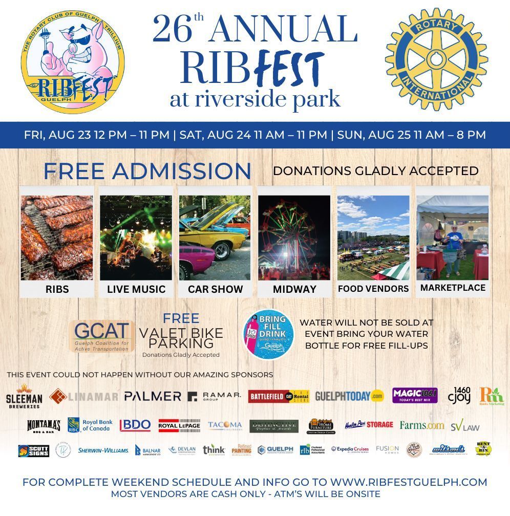 @ribfestguelph opens tomorrow at Noon. Read the article <a href="/GuelphToday/">GuelphToday</a> buff.ly/3XbssCO . From rib teams, food vendors, kids zone and more there is something for everyone. Join the tastiest fundraiser in town Aug 23-25. For more details visit buff.ly/3j40DqQ