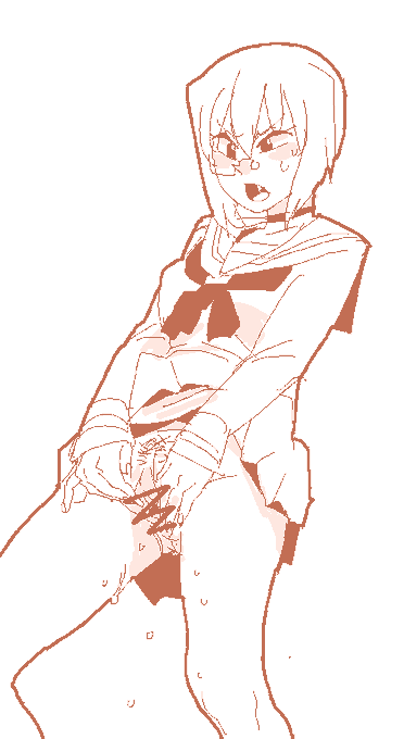 下腹部を弄る桃ちゃん 