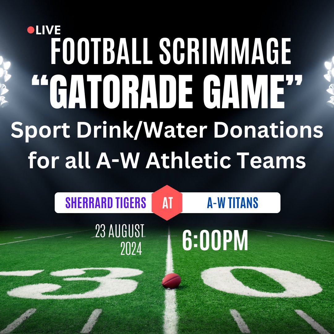 geeseathletics (@geeseathletics) on Twitter photo FRIDAY NIGHT LIGHTS IS BACK! Come see your A-W Titans Football team in a Week 0 scrimmage at Wethersfield Memorial Stadium! Bring a donation of water or sports drink for ALL Annawan and Wethersfield Sports! <a href="/wethersfield230/">Andrew Brooks</a> <a href="/awtitansfb/">Titans Football</a> FRIDAY NIGHT LIGHTS IS BACK! Come see your A-W Titans Football team in a Week 0 scrimmage at Wethersfield Memorial Stadium! Bring a donation of water or sports drink for ALL Annawan and Wethersfield Sports! <a href="/wethersfield230/">Andrew Brooks</a> <a href="/awtitansfb/">Titans Football</a>