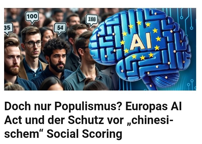 kryptomania84's tweet photo. "Doch nur Populismus? Europas AI Act und der Schutz vor „chinesischem“ Social Scoring" - aktuelle #Kryptomania-Kolumne bei @1E9tech.
Vorerst hinter der Playwall, in wenigen Tagen dann frei verfügbar ⬇️ #ki #aiact #socialscoring
https://t.co/iXeZc8ihzc https://t.co/73KDpnNXGu