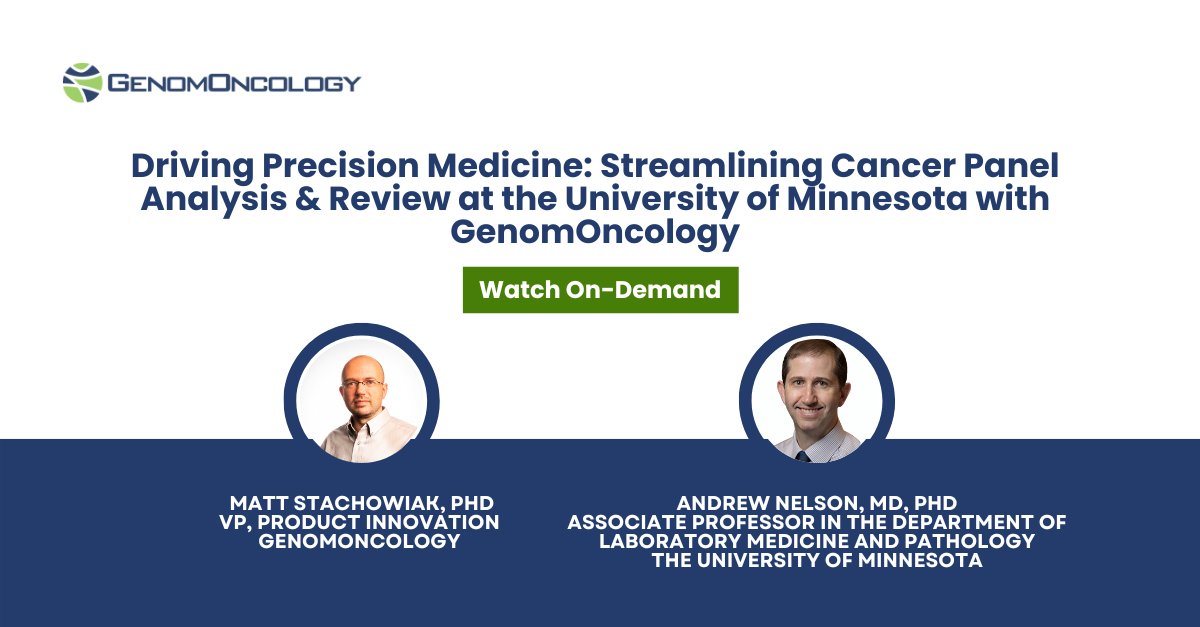Join us for an in-depth look at the University of Minnesota's use of GenomOncology's Pathology Workbench in our on-demand webinar, featuring Dr. Andy Nelson, MD, PhD, and Matt Stachowiak, PhD.

Watch here: lnkd.in/e36iGgbZ

#Pathology #NGS #Genomics #PatientCare