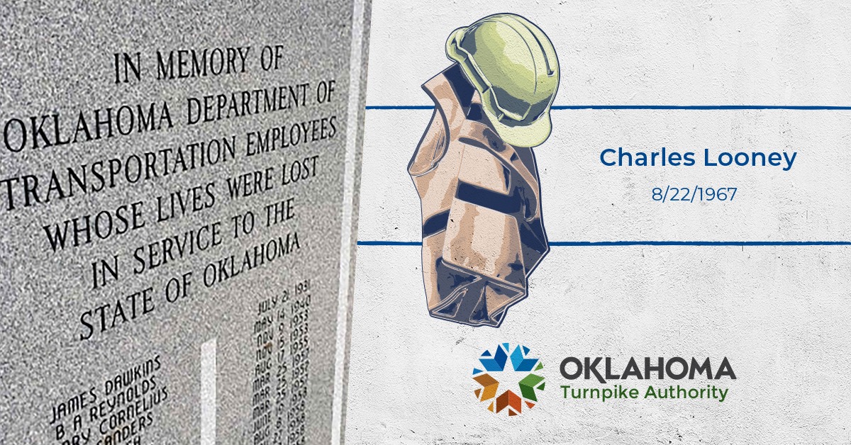 OKTurnpike's tweet photo. Today we remember Charles Looney, who was killed on August 22, 1967, while on the job. Mr. Looney was part of the Oklahoma Turnpike Authority, working on the I-44/Will Rogers Turnpike.
#workermemorial #workzoneawareness
https://t.co/tyhwyTddl9 https://t.co/gWQQhxYE6E