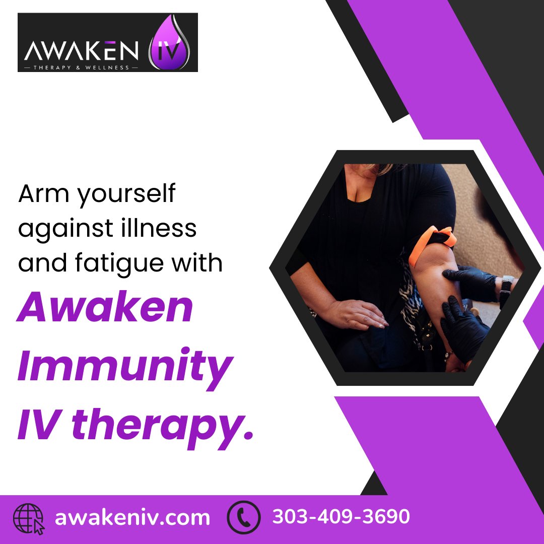 Awaken_IV's tweet photo. Arm yourself against illness and fatigue with Awaken Immunity IV therapy. Our nutrient-rich solution helps you stay resilient and healthy, even in the face of stress and adversity. https://t.co/MKXGVYHkrV 
#AwakenIV #IVTherapy #HolisticWellness https://t.co/dXZD8NEwxu