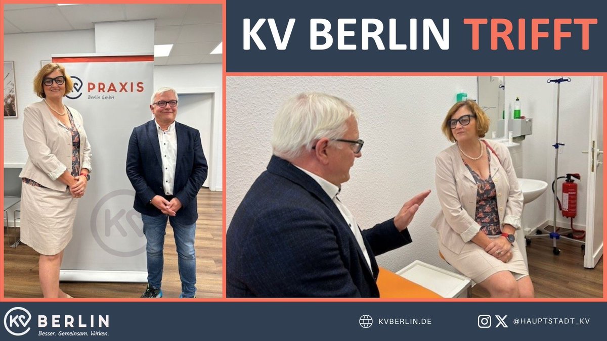 Berlins Gesundheitssenatorin <a href="/CzyIna/">Ina Czyborra</a> war heute zu Besuch in der #KVPraxis am Prerower Platz in Lichtenberg. Die #KVBerlin begann 2022 eigene Praxen zu gründen, um die Sicherstellung der hausärztlichen Versorgung zu unterstützen. Vielen Dank für den Besuch!