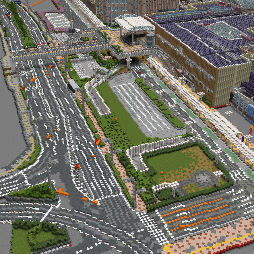 長野駅 東口攻略中　＃マイクラ長野再現