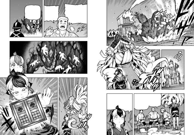 配信でなんとなく喋ったコトをまとめてみる。 全部仮説。  漫画のマスターショット。  読者の無意識には状況を把握したいという欲があると考えている。 なので状況を把握させるコマがあると読者は欲を満たされる。  場面が切り替わる時、状況が動いた時など、読者が「把握したい」と感じるだろう時、 把握させるよう作画すれば、わかりやすい、気持ち良いネームになりやすいと考える。  状況を把握させるコマはマスターショット。 場所、位置関係、状態などがわかる作画になる。  この位置関係が重要。  位置関係を表すためには、地面を描かなければならない。 (空中とかはおいといて) 足を切った作画は楽なのだが、マスターショットでは意識して地面を描くと漫画が安定する。 というか位置関係がわからない足切り作画はマスターショットとは言えない?  マスターショットをしっかり描くと、その近辺の寄りコマの情報がリンクしやすい。 するとその寄りコマの情報解像度があがり、読者の把握度が上がる気がする。  コマの流れ  コマの流れを作るとき、できるだけコマからコマへ情報をリンクさせる。 緑の線。 情報がリンクしていると、読者はそのコマを把握しやすい。 個人的にこういうのをコマジョイントと呼ぶ。  紫の線はカメラが大きく移動しているので、リンクが外れやすい。 こういうのをコマジャンプと個人的に呼ぶ。 しかしコマジャンプしている場所以外で、しっかりジョイントしていれば、読者が補完してくれる。  読みづらい漫画はコマジャンプを多用しているかもしれない。 普段はできるだけジョイントし、演出上仕方なくジャンプするのがいいのかもしれない。  …合ってるかわからない。 おれは雰囲気で漫画を描いている。