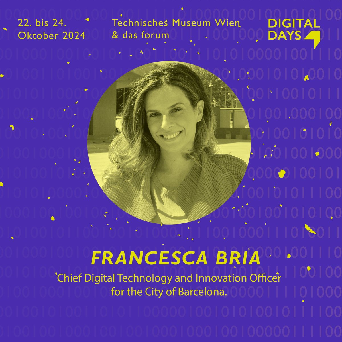 🚀 Exciting News for #DiDays24! 🚀
Wir freuen uns sehr, unsere erste Keynote Speakerin für die Digital Days bekannt zu geben: <a href="/francesca_bria/">Francesca Bria (@francescabria.bsky.social)</a> ! 🌟
Francesca Bria zählt zu den Top 50 Women in Tech (Forbes) und wurde von der FAZ zur Kulturperson des Jahres 2020 ernannt.