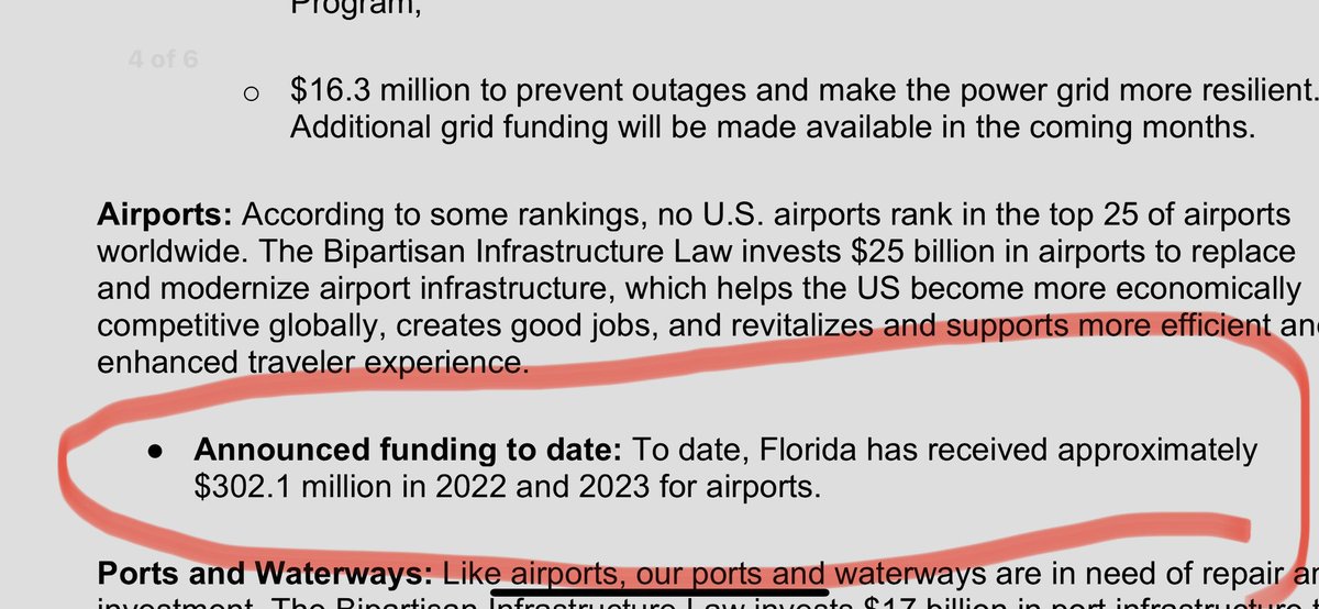 Cathy2NotToday's tweet photo. This is direct from White House infrastructure funds given to Florida press release 

Tell people where the money came from, Ron.. and that both FLORIDA SENATORS VOTED AGAINST IT 

Sending kisses 💋 from Sarasota where you were just reamed in elections #DesantisBlows https://t.co/PL3te68ppR