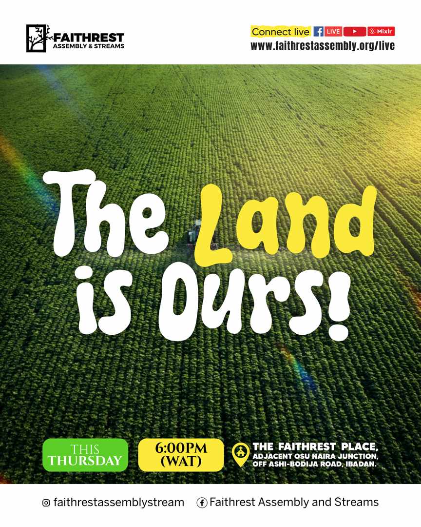 FaithRestStream's tweet photo. Apart from us, the legitimate holders of the land; there are other contenders for the same space, resources and influence.

Yet, Our declaration remains “ THE LAND IS OURS"

Join us tonight @ 6pm, Faith Rest Assembly &amp; Streams  #faithrest https://t.co/kG0sK5lP8x