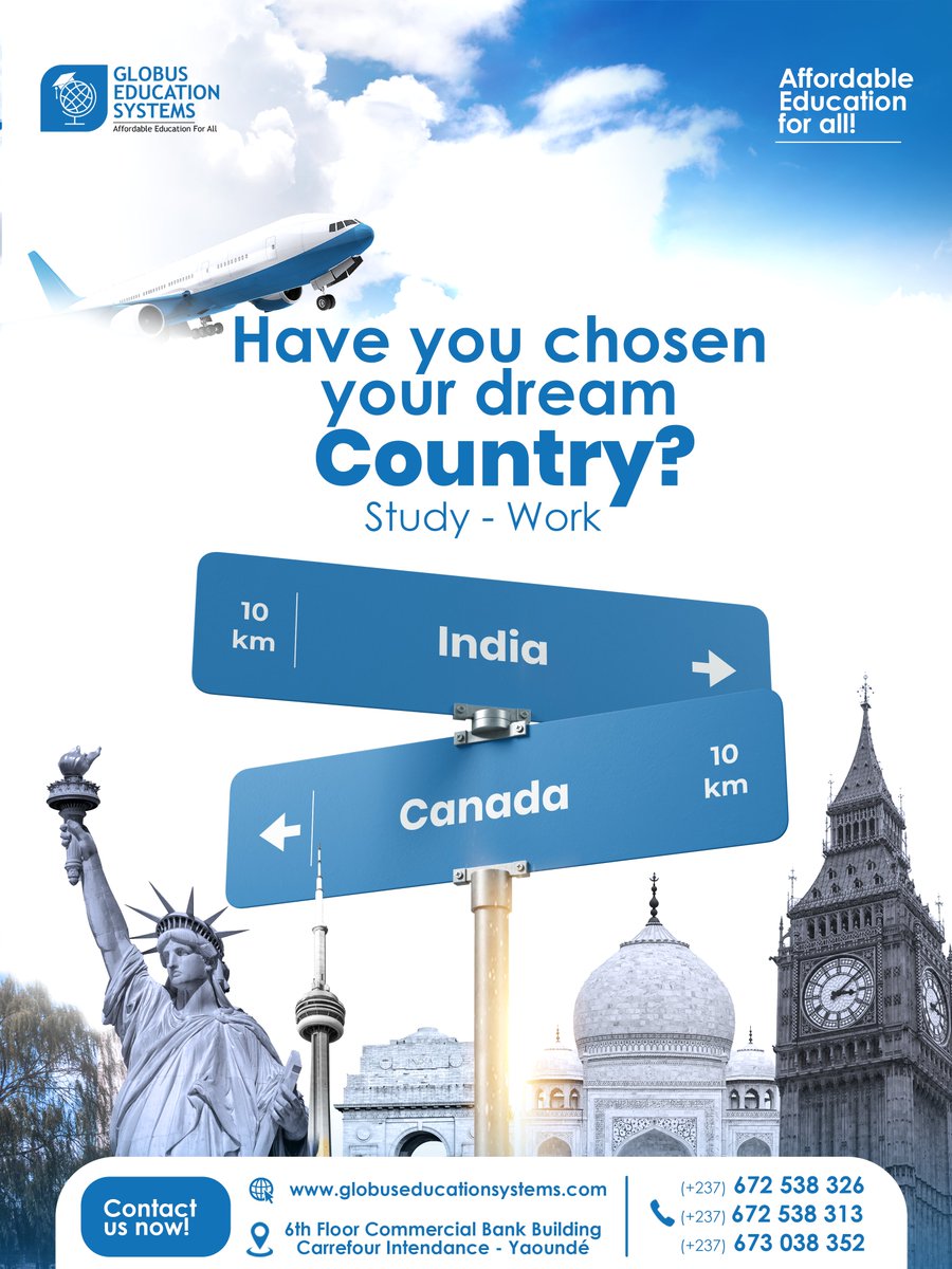 GlobusSystems's tweet photo. Choosing your dream country for studying or working? Globus Education Systems can help you explore top universities in India, Canada, and beyond. Contact us now to make your global education goals a reality! https://t.co/XwY7dsuwkY